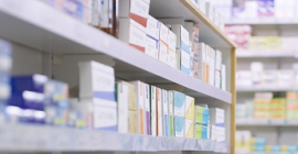 Shelves of prescription medication.